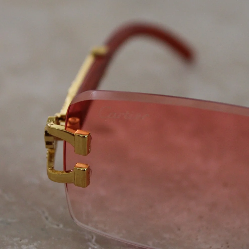 Cartier Rimless Redish Pink Gradient Sunglasses - Picture 7 of 13